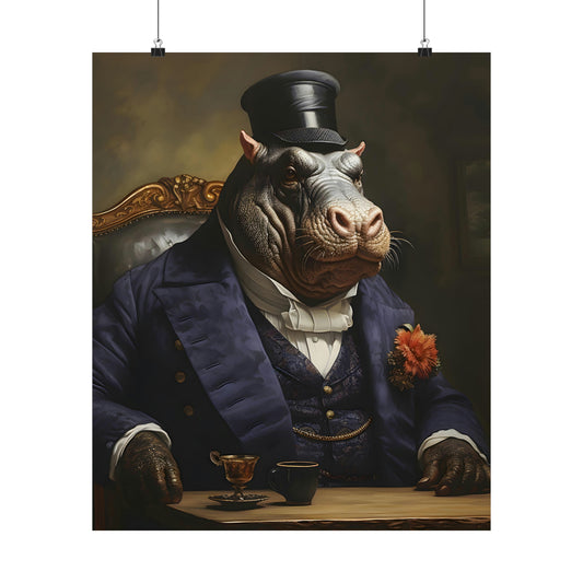 Aristocratic Hippo Poster