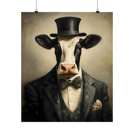Dapper Cow Poster