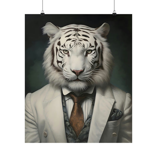 Dapper White Tiger Poster